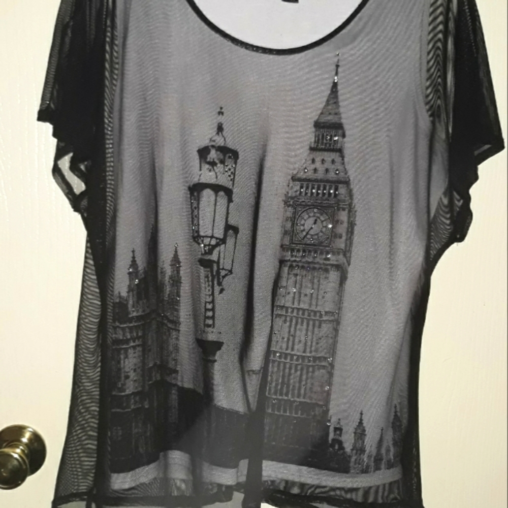 Woman's black with bling two layered blouse